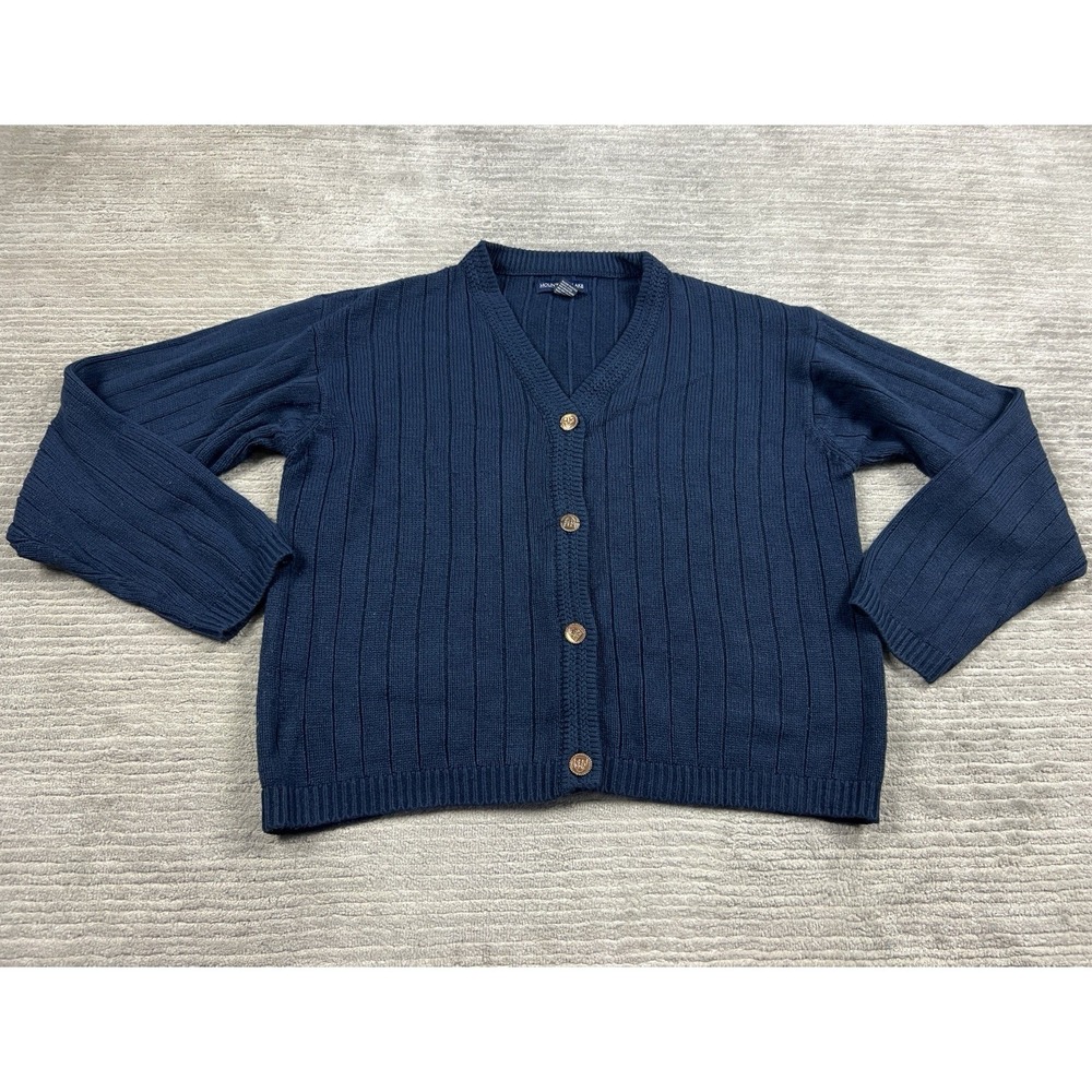 Mountain Lake Sweater‎ Womens XL Blue Cardigan Ribbed Cable Knit Acrylic 90s